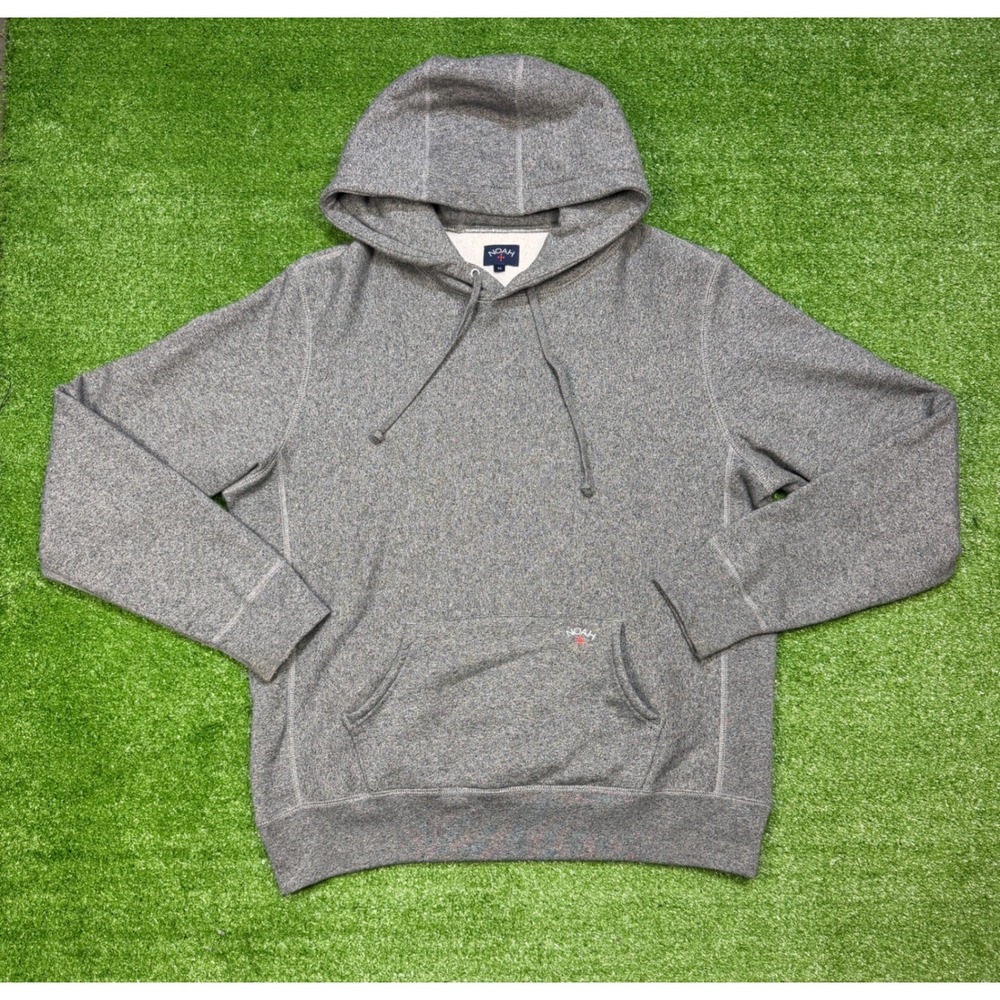 Noah NY Core Logo Hoodie Heather Grey Mens XL Embroidered Pullover Sweatshirt